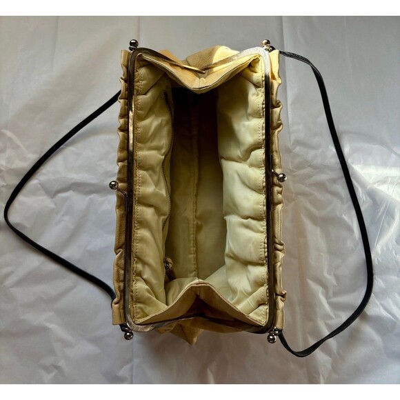 MIU MIU Prada 1999 Vintage Y2K Beige Leather Shoulder Bag w/Kiss Lock Closure - Picture 12 of 12